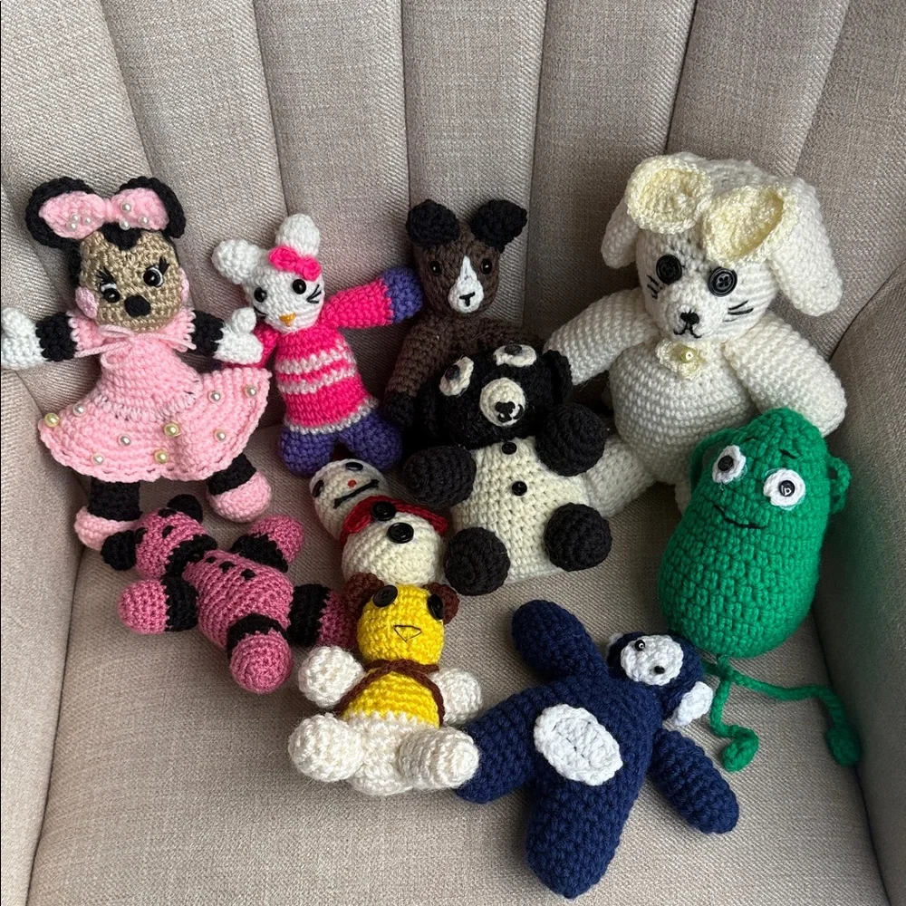 Handmade Crochet Stuffed Animal Set - Multicolor Bundle of 10